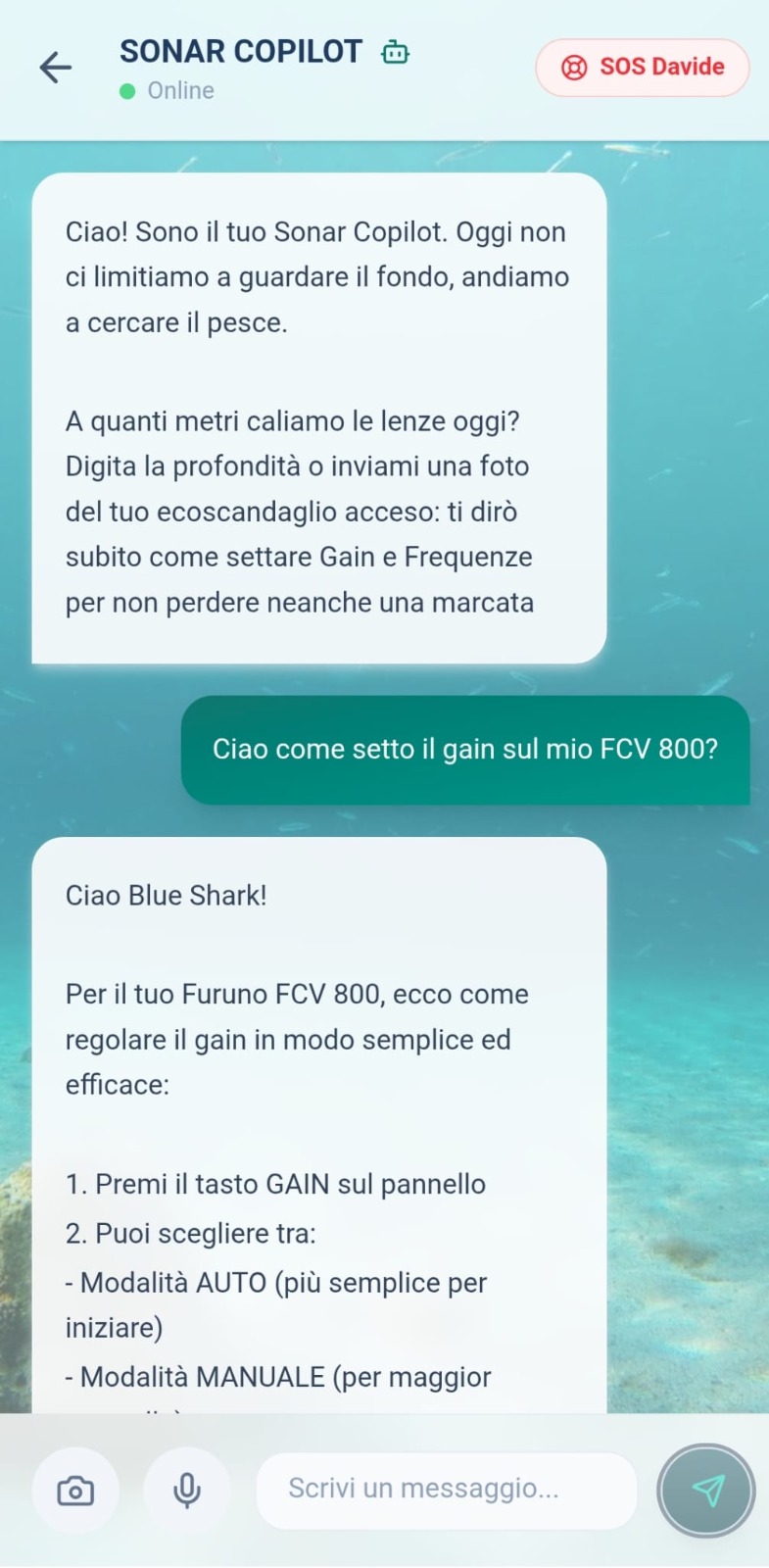 Sonar Copilot - Chat con l'assistente